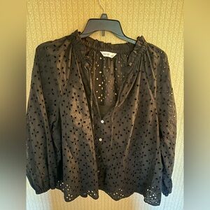Nine West Black Eyelet Blouse